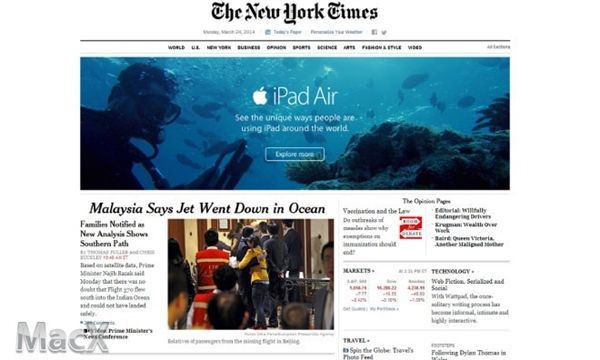 iPad Air水下广告因失联客机躺枪！