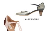 复古款高跟鞋 推荐：VALENTINO：双色山羊皮船鞋，$1,095 MARC JACOBS：透明玛莉珍鞋，$675