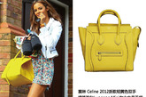 CELINE的luggage包有多受欢迎还用说吗？简直可以称为2011—2012包款的TOP3前三名。鲜艳的黄色，经典的款型怎么能不招人爱呢。
