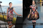 张柏芝身穿Dolce & Gabbana 2012秋冬印花裙出席生日会。