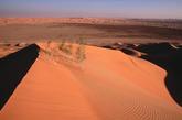 沙特阿拉伯空白之地，空白之地是阿拉伯半岛上的沙漠鲁布哈利，是世界上最大的沙海，这里的含沙量占整个撒哈拉沙漠的一半，面积达58万3千平方公里。覆盖阿拉伯半岛的面积比法国大，比比利时和荷兰加起来还要大，空白之地的沙丘有的和埃菲尔铁塔一样高，拔地高300多米，延绵几百公里。不同的是，埃菲尔铁塔会一直屹立在巴黎的土地里，然而这些沙丘在大风的推动下，每年会向前移动30米。