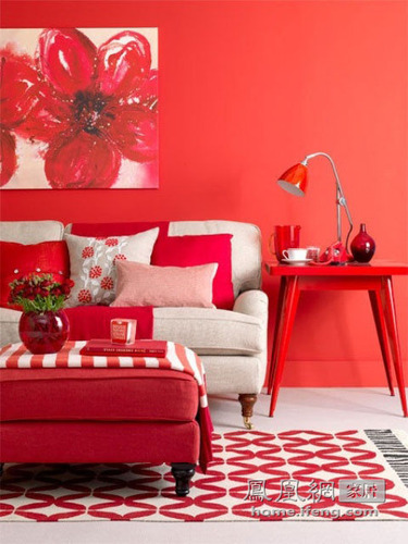 地板上的火 红色蔓越莓单色居室欣赏