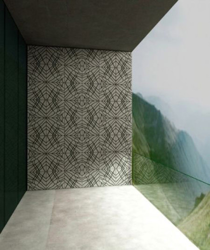 苔藓瓷砖的绿色风景 生态设计让生活更美好 