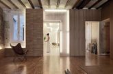建筑师Gus Wüstemann设计的这座公寓位于巴塞罗那，复古之中又不失创意。其地板和墙面的和谐搭配更是堪称一绝，极具个性特色。交叉的浴室和厨房组成一个十字架的形状，Crusch alba(白十字)有助于提供公寓照明，毕竟自然光线是有限的。厨房配件可隐藏起来，浴室柜可以折叠，以便扩大孩子们的休息区。石头墙壁和天花板粉刷后都保留一层保护漆。（实习编辑：辛莉惠）