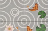 这个工作室还有另外一个创意瓷砖作品：Drops（落雨）。地砖图案和花纹表现的是雨水淅沥沥落在池塘中的景象，一眼看上去美极了，让人产生了置身于自然的联想。（实习编辑：辛莉惠）