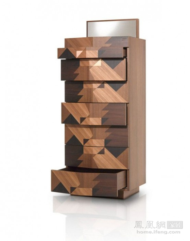 充满设计感的拼色木家具 天然木纹营造的时尚气息