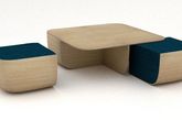 6.ANEMOS 矮桌
寂静之石，作为盔甲保护一个温柔的灵魂。打开这个桌子就能看到四个可折叠蒲团椅和曲线形软垫框架。ANEMOS 拥有五大元素可适用于很多场景：住宅，公共空间和零售店。