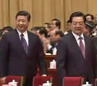 胡锦涛习近平步入会场