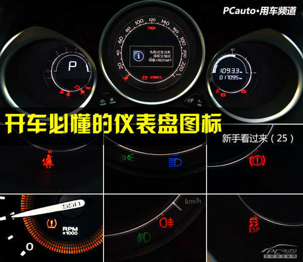 车辆之后,在仪表盘中间会有一大堆图标出现,几秒后会自动熄灭高清图片