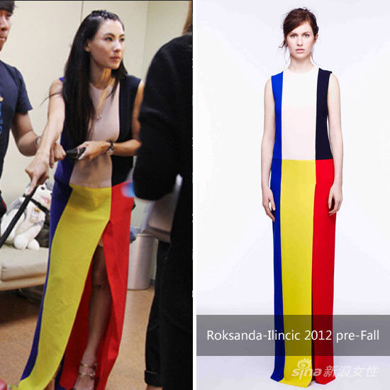 　　张柏芝身着roksanda2012先秋系列的彩虹长裙