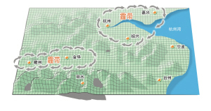 形成这次长时间大范围的严重雾霾天气的地理原因是因为杭州在两个霾带中间。