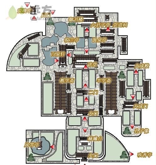 岳麓书院建筑格局示意图