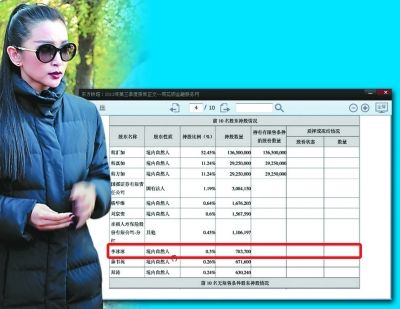 传影星李冰冰成东方铁塔前十股东