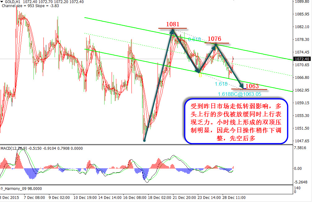 曹向阳：日线转阴走回落黄金先空后再多