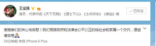 王寶強談“弟妹車禍”：相信法律,願逝者安息（圖）