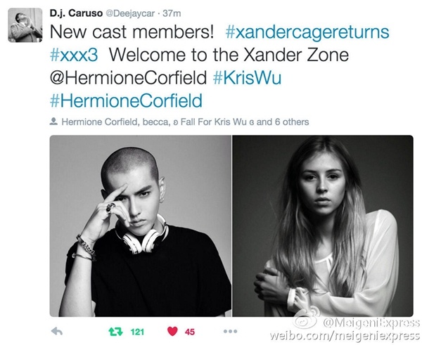 吴亦凡加盟《极限特工3》 将搭档范迪塞尔李连