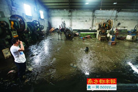 广州暴雨:上万平米的厂区被粪水淹了