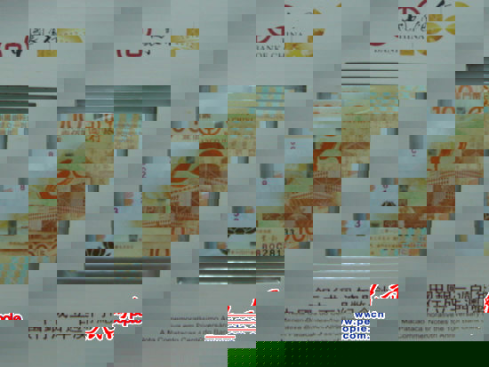 2月6日起，澳门发行中国银行成立一百周年澳门币纪念钞。图为纪念钞正面