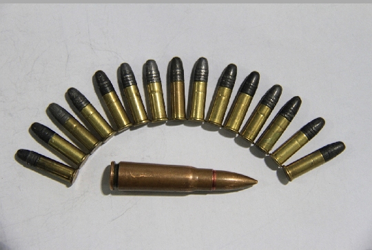 成功查获十五发口径子弹和一发步枪子弹.