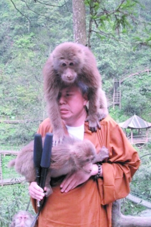 释延参讲人生时遭猴子捣乱的视频萌翻网友。