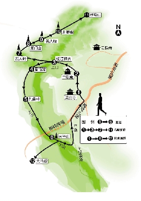 可乘y4,837等到达 路线要点:从上天竺出发,经过中印庵,杭州佛学院南侧