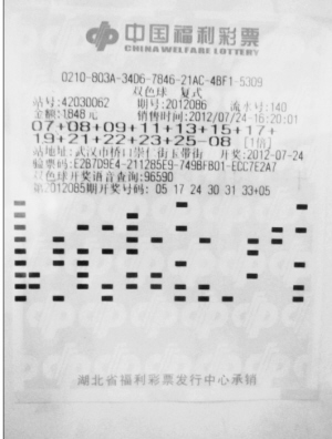 武汉彩民中双色球577万大奖