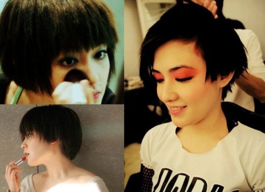 女星后台化妆照