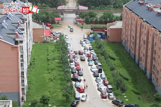 秦皇岛市:大暴雨后老天短暂放晴 车主忙晾晒被