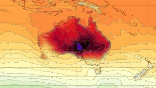 气温屡创新高 澳大利亚给气温地图增添新代表色