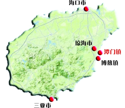 两地相交的桥尚未修好,前往潭门镇仍是走琼海郊外的另一条岔道.