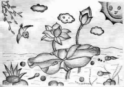 荷塘(儿童画)椅情趣文h图片