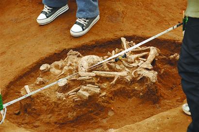 北阡考古现场发现合葬墓 地下同眠7000年(图)