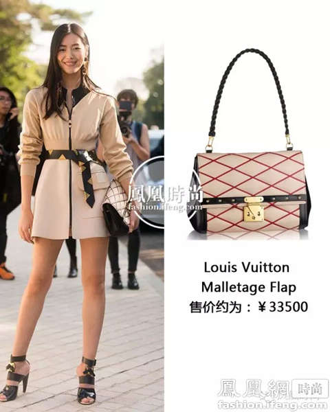 刘雯背lv malletage flap手袋