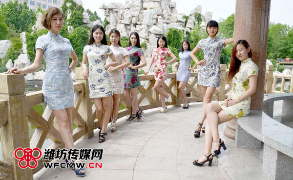 高清潍坊学院毕业生拍创意旗袍秀