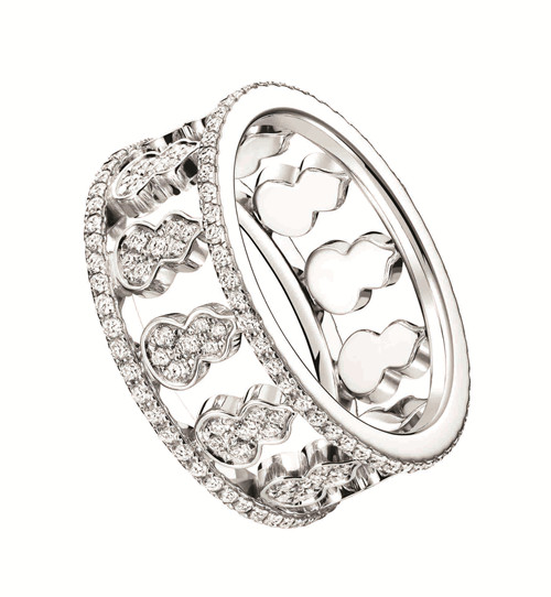 18k白金镶钻石镂空葫芦与钱币图案戒指rmb 71,500 (size 52)qeelin