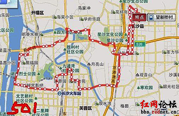 (长沙501路公交线路图)