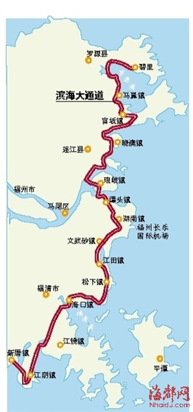 福建滨海大道路线图图片