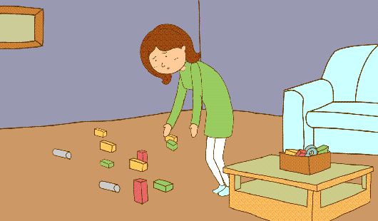 每天弯腰收拾一地的玩具,就像每天在地里插秧!