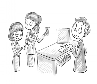 节假日时,书店里的顾客比较多,零钱总是很紧张,所以结账时,我总是想