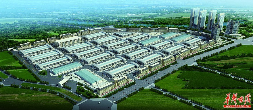 湖南长沙农产品物流中心鸟瞰效果图.