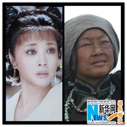 刘晓庆微博自曝美丑对比照剃眉剪睫毛演蒙古女